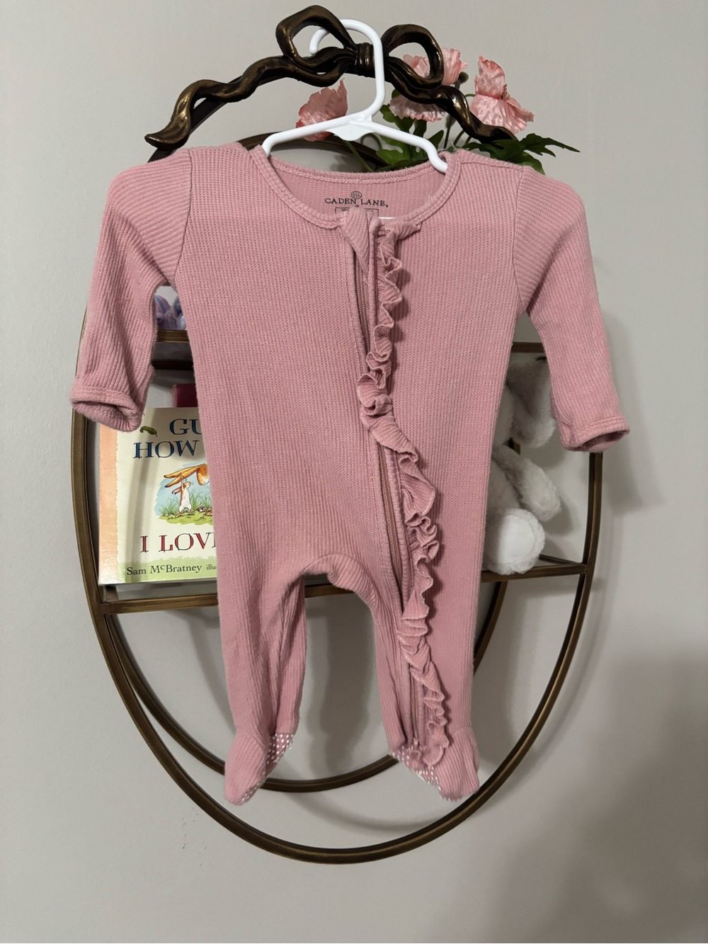 Caden Lane Dusty Pink Ruffle Footed One-Piece